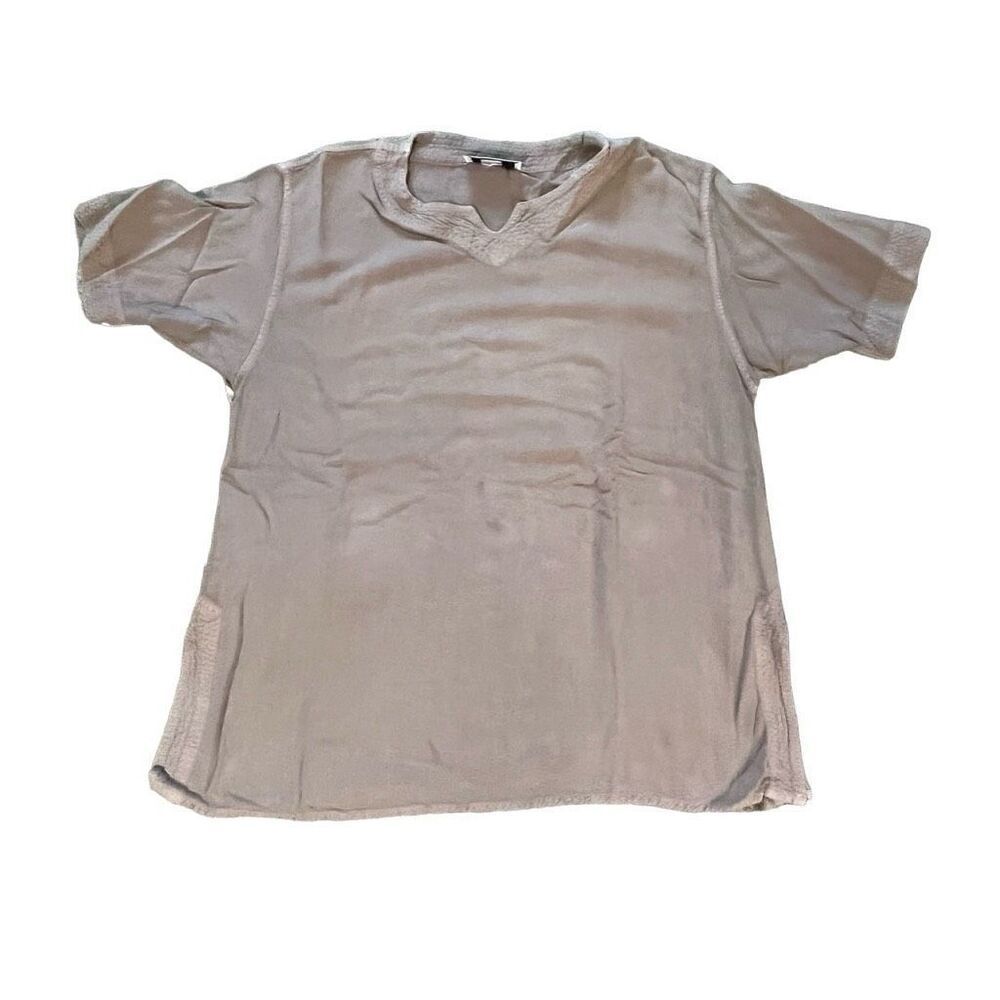 Nomad Women’s Size Large Vintage Tunic Top‎ Taupe Short Sleeve Shirt Casual